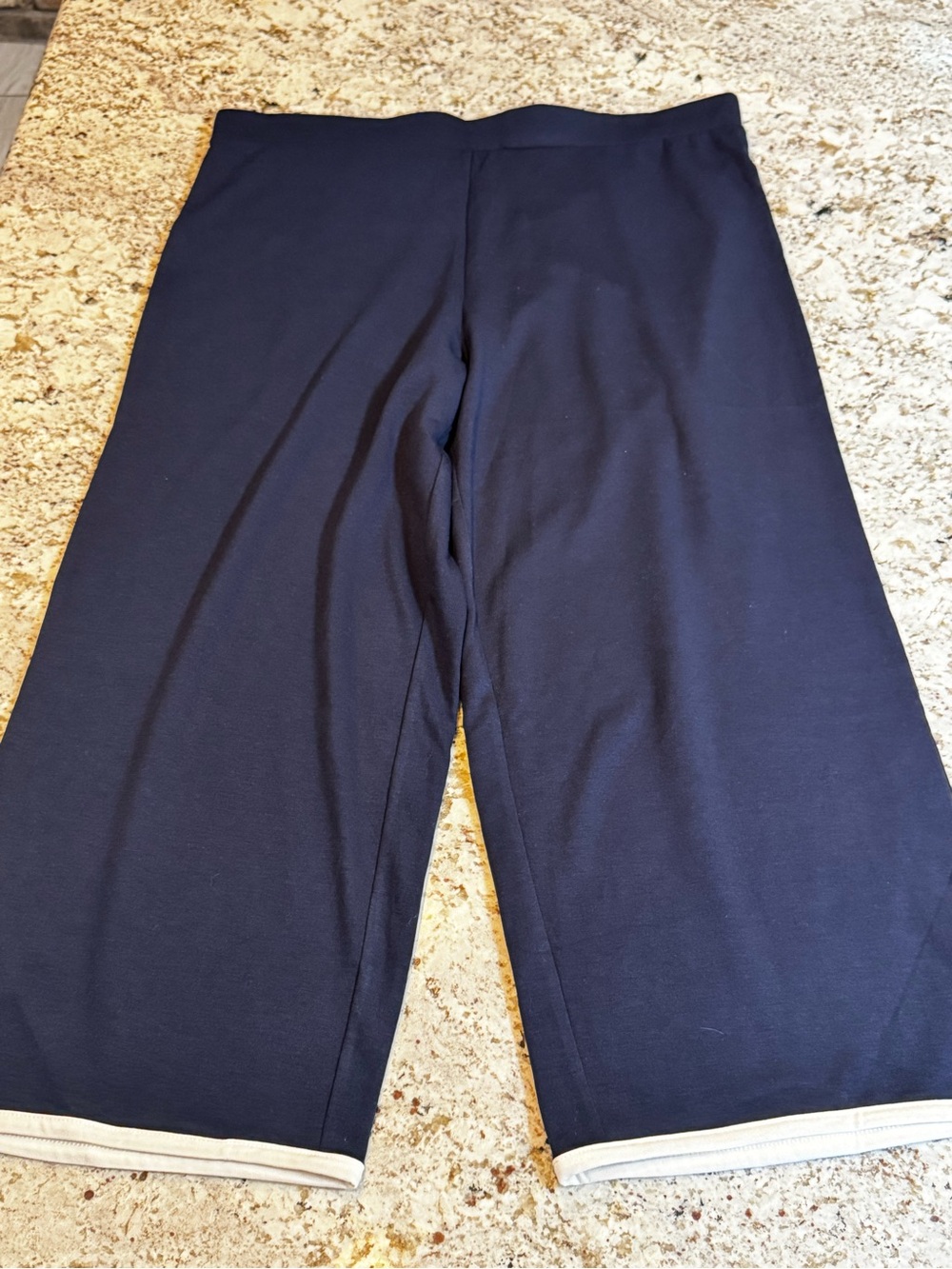 Wallpapher Navy Cropped Pants with White Accents